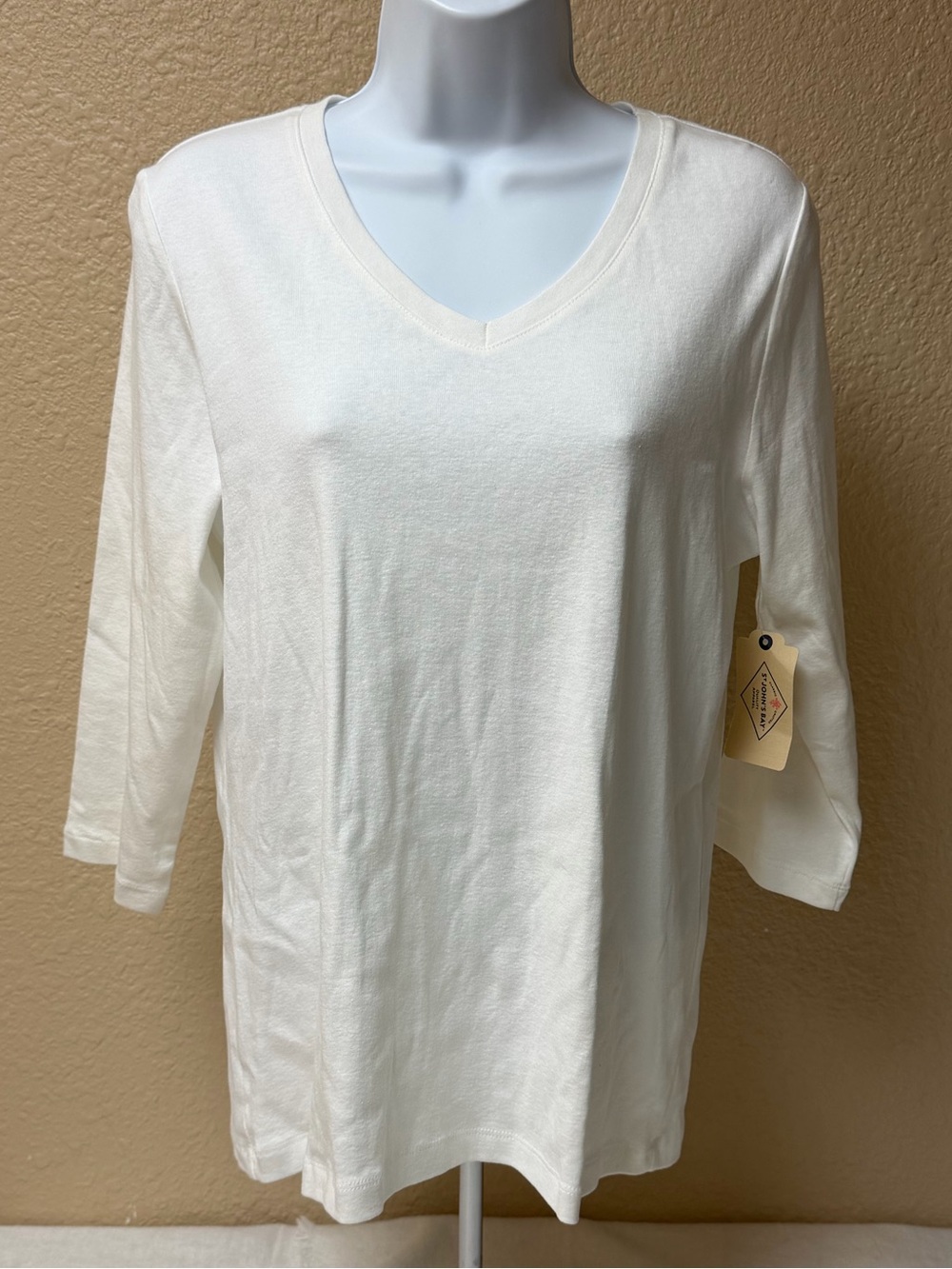 4/$20 St. John's Bay White V-Neck Long Sleeve Tee